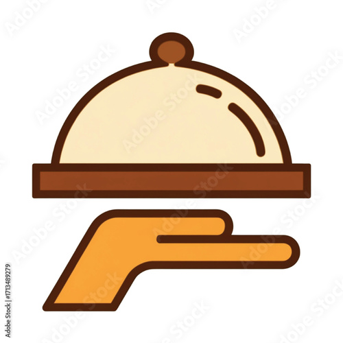 A hand holding a covered serving dish, a symbol of hospitality and food service.
