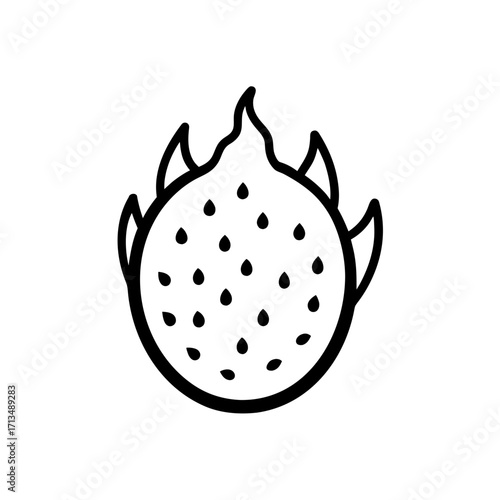 Simple line drawing of a dragon fruit icon on transparent background