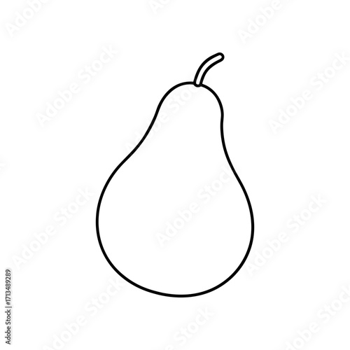 Outline drawing of a single pear fruit on transparent background