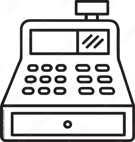 Simple and clean cash register icon, perfect for financial apps or retail websites, conveys transaction and payment processes with ease