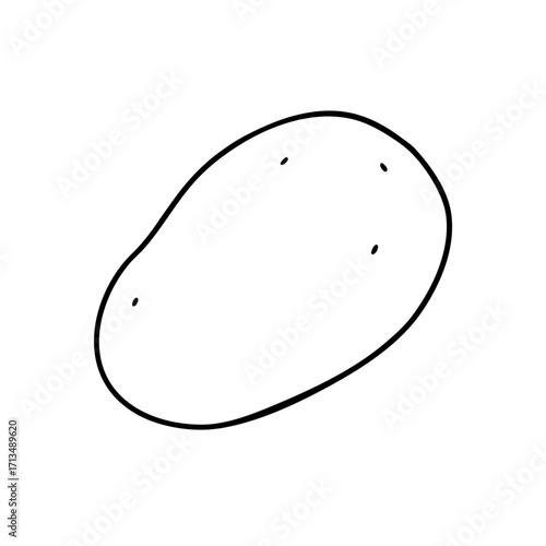 Illustration of a simple outline potato art on transparent background