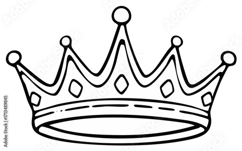 Elegant crown illustration with outline. Symbol of power and royal heritage.