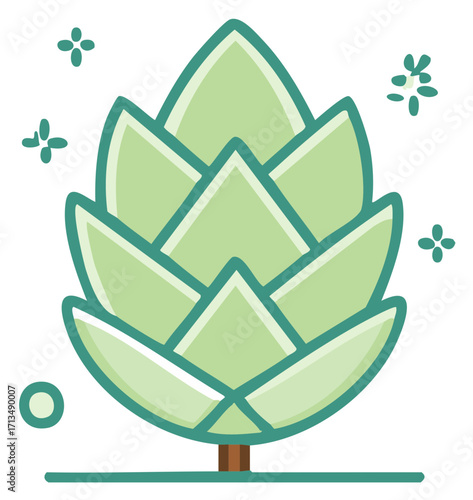 Hops icon art illustration style. Decorative hop cones for brewery and oktoberfest