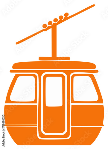 Orange gondola lift cabin icon for mountain transport and ski resort themes