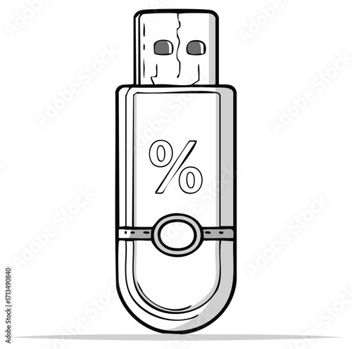 Stylized USB Flash Drive with Percentage Sign for Discount Promotion or Data Storage