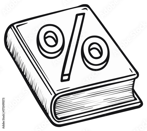 Book with percentage symbol on cover representing financial literacy and education