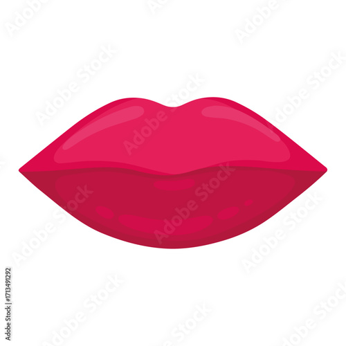 Glossy red lips showing kissing or talking expression