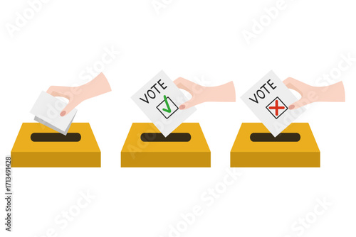 Hands inserting voting ballots into ballot boxes: a visual representation of the democratic process