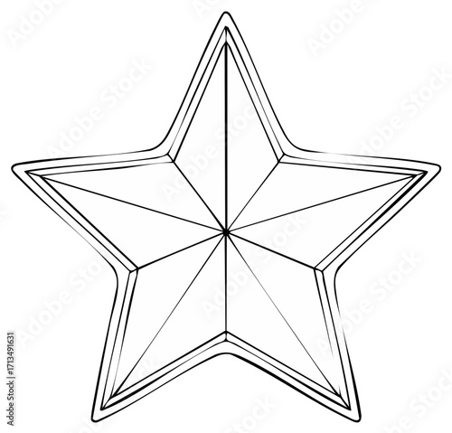 Clean graphic five pointed star outline with internal geometric segments