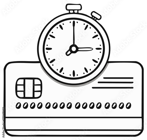 Doodle Stopwatch on Credit Card Demonstrating Payment Deadline Time Limit