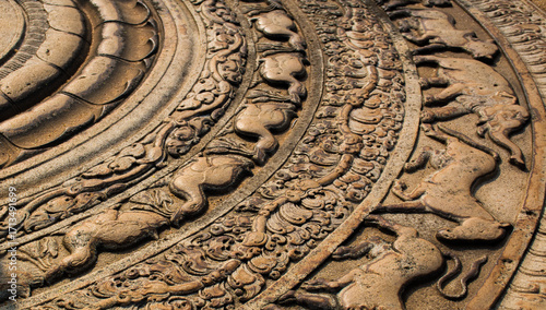 Anuradhapura Biso Maligawa Moonstone, its the mosd detaild Moonstone in Sri Lanka