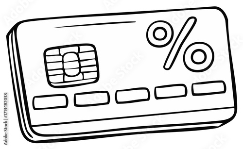 Illustration of a Credit Card Featuring a Percentage Symbol for Discounts