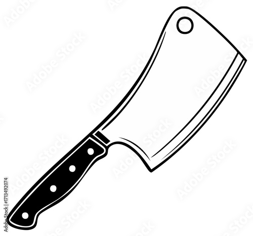 Vector illustration of a classic chef's meat cleaver with a sharp blade and sturdy handle.