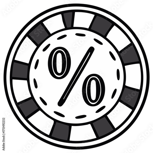 Discount percentage coin chip graphic illustration sale deal business symbol