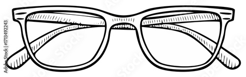 Outlined Glasses Illustration for Vision Correction or Stylish Accessory in Black and White