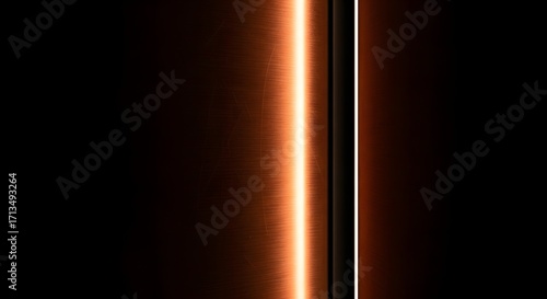 Abstract Copper Metallic Light Beam on Black Background Modern Artistic Design