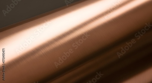 Close-up of Copper Metallic Surface with Smooth Curved Lines and Warm Reflective Finish