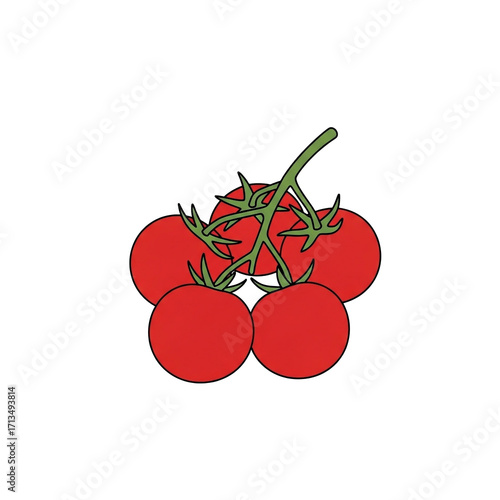 Vibrant Tomatoes on the Vine A Fresh and Colorful Vector Illustration of Garden Produce