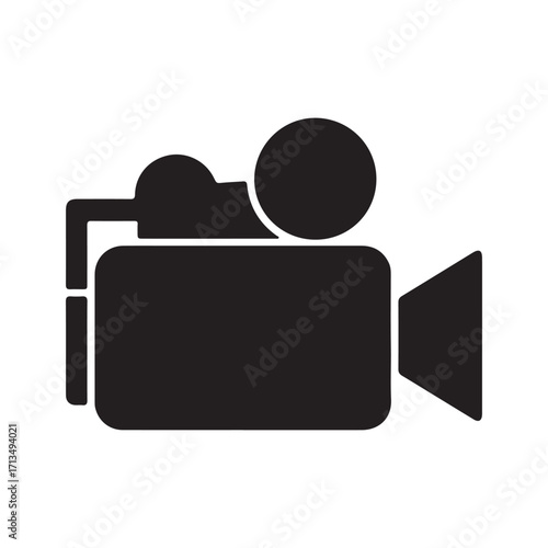 Vintage Film Camera Icon for Cinema and Video Production Industry Representing Classic Filmmaking and Digital Content Creation Process