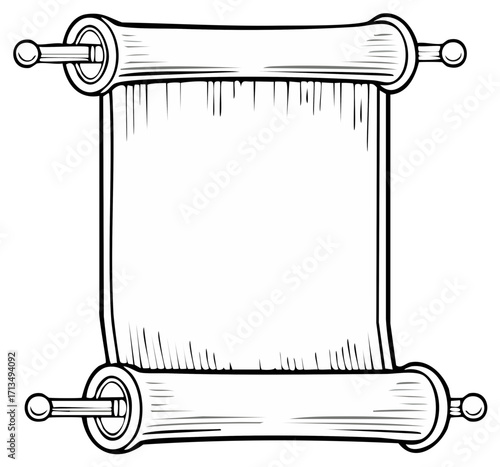 Antique Scroll With Wooden Rods and Text Space