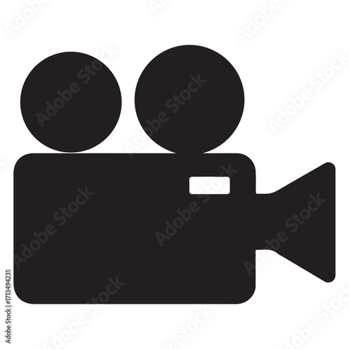 Vintage film camera icon for cinematic and video production retro symbol with classic design and professional equipment representation