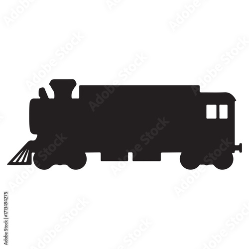 Vintage Steam Train Silhouette Isolated on White Background Perfect for Transportation and Travel Designs and Nostalgic Themes