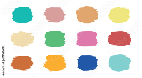 Colorful Paint Brush Stroke Vector Swatches Set Isolated on White Background for Design, Art, and Branding Projects