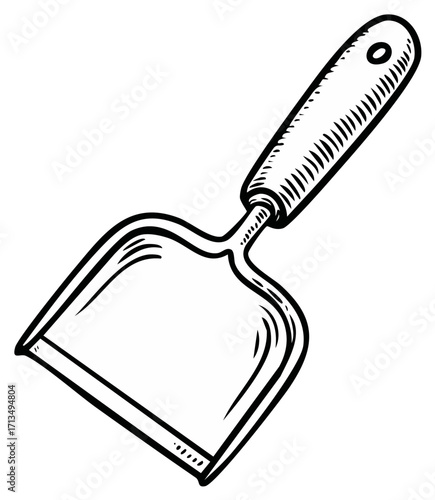 Hand drawn illustration of a cheese slicer with a comfortable handle for easy use