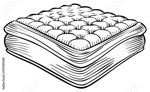 Comfortable Quilted Mattress Illustration Vintage Style Design