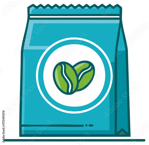 Coffee Bean Bag Graphic Design Illustration Packaged, Freshly Roasted