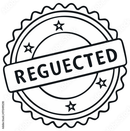 Reguected Black Circular Star Seal Graphic Stamp Isolated Vector Illustration