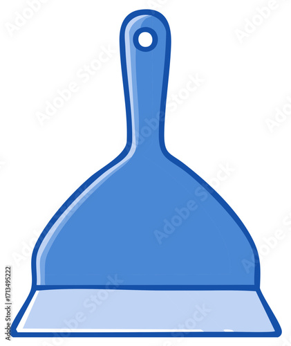 Vibrant Blue Dustpan Home Cleaning Equipment Housekeeping Tool Graphic