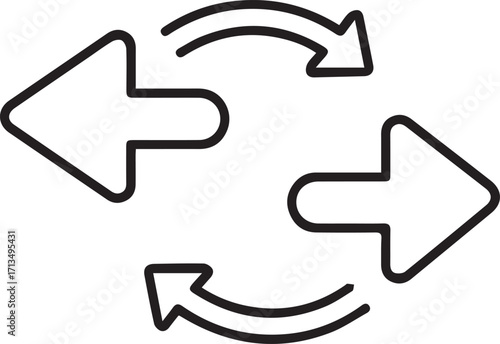 Dynamic exchange or return arrows, symbolizing process, flow, and customer satisfaction with easy return options, originally a scalable vector graphic.