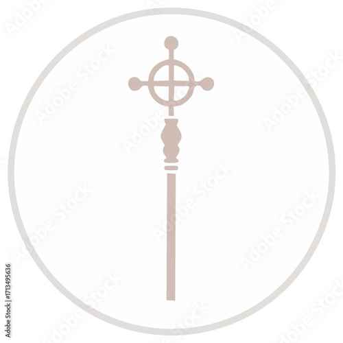 Decorative processional cross vector illustration with circle, religious symbol, religious elements, vector art, clip art, church related, eps file.