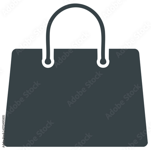 Isolated dark gray shopping bag with handles for purchases and gifts, marketing campaign, retail store promotion icon
