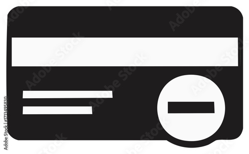 Black card with a minus sign in a circle. Negative balance or debt concept for payments and financial transactions