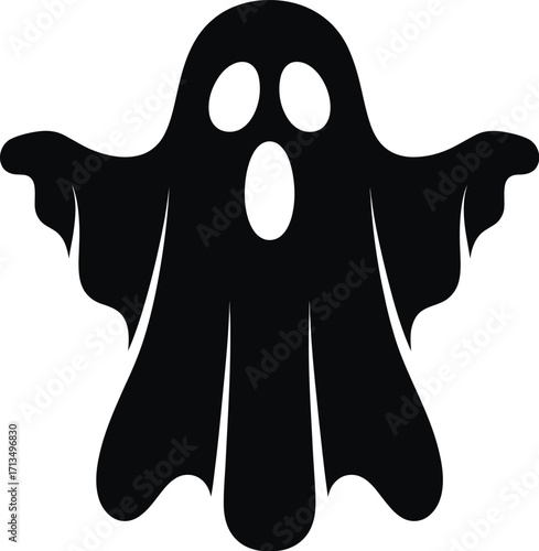 Black ghost silhouette open mouth halloween spooky