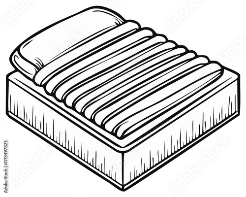 Illustrated view of a mattress with pillow and multiple layers