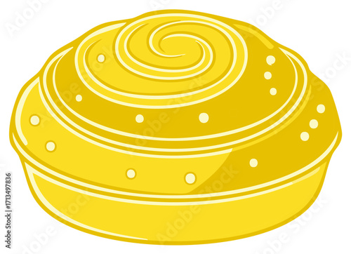 Golden swirl bun pastry with dots and lines, a delectable treat for breakfast or afternoon tea