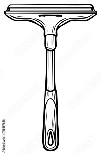 Illustration of a Window Squeegee Tool for Cleaning Glass and Surfaces