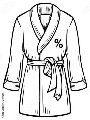 Monochrome Illustration of a Robe with a Percentage Symbol