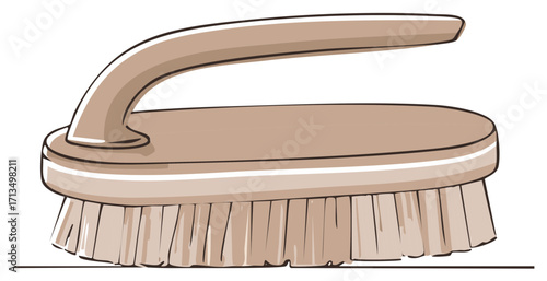 Illustration of Scrub Brush with Handle for Cleaning Household or Hygiene Use