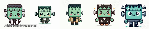 Cute Frankenstein Vector Set – Halloween Monster Cartoon Characters