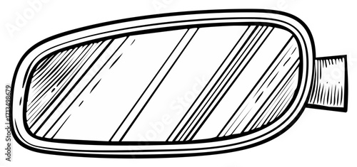 Hand Drawn Car Side Mirror Illustration Classic Vehicle Automobile Exterior Detail