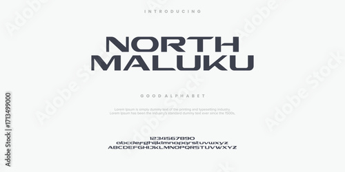 North Maluku abstract minimal modern alphabet fonts. Typography technology vector illustration.
