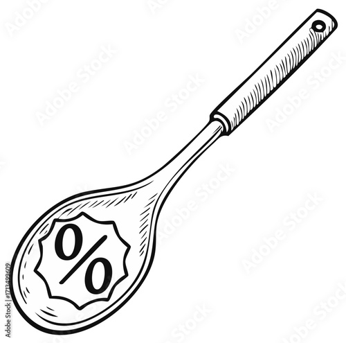 Wooden Spoon Illustration with Percentage Sign Cooking Up Savings And Deals