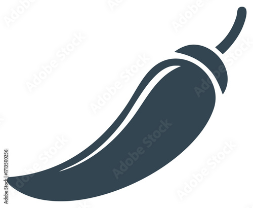 Simple dark blue chili pepper icon symbol representing hot spice and flavorful Mexican cuisine