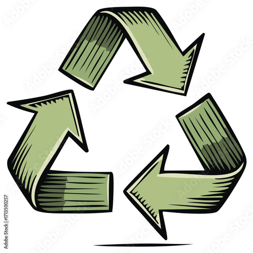 Engraved Recycling Symbol Arrows Representing Sustainable Resource Management and Conservation