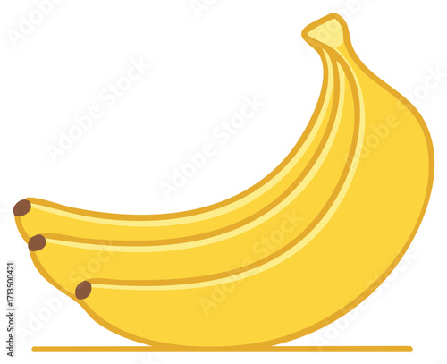 Simple flat design vector illustration of a bunch of ripe yellow bananas