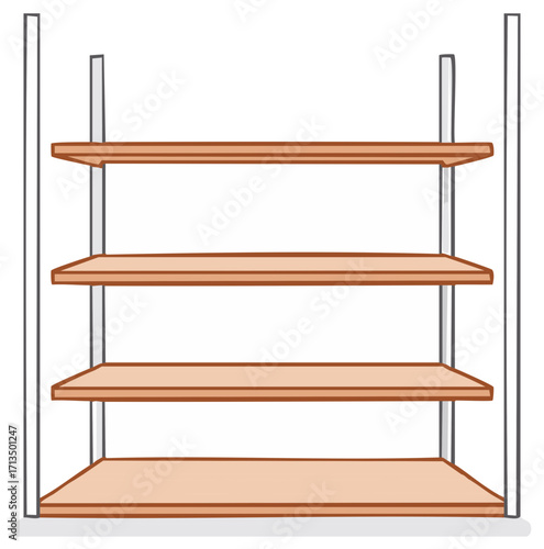 Empty shelves vector illustration for storage and organization